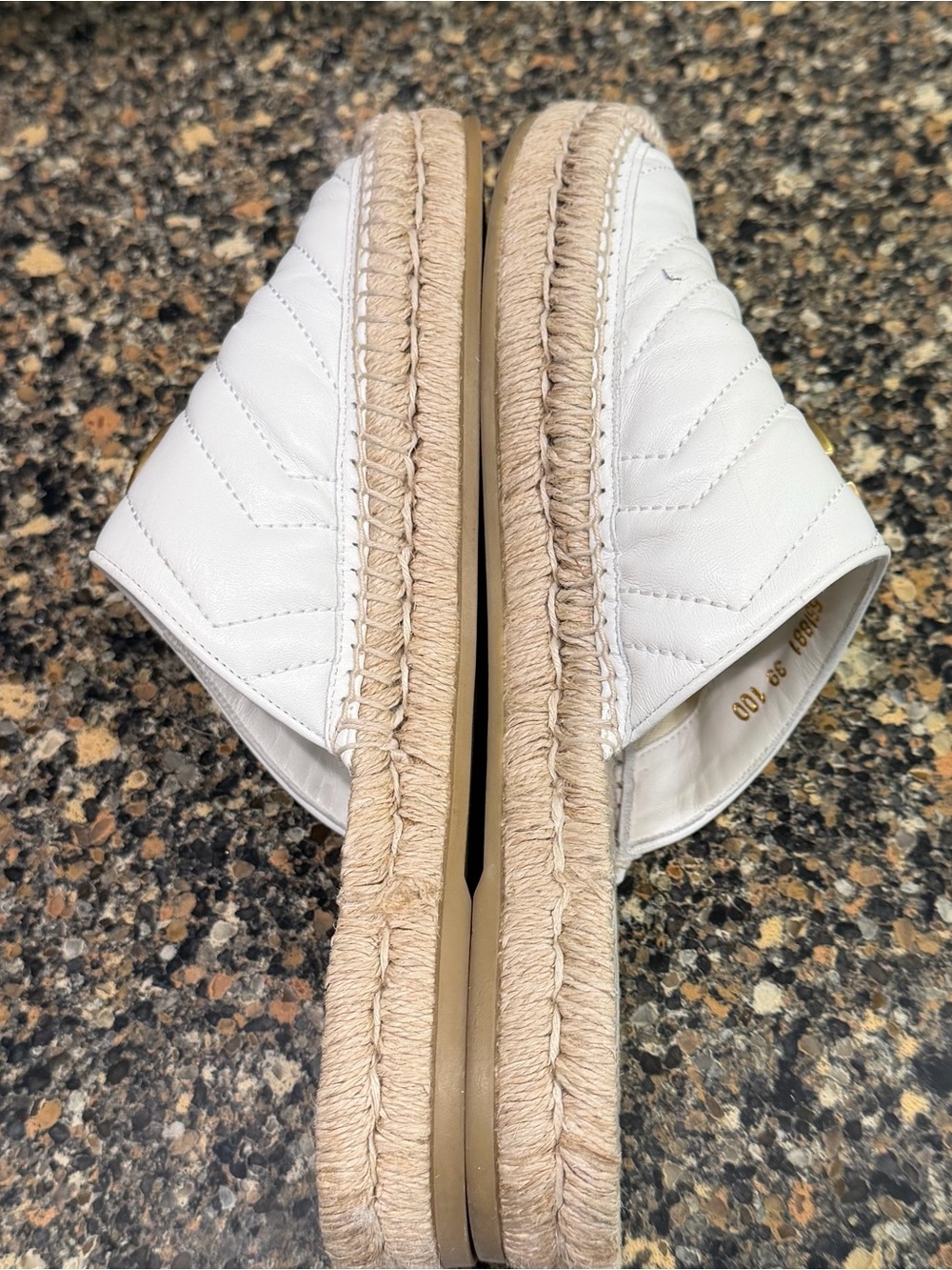 Gucci White GG Marmont Quilted Leather Espadrille Mules 39 - Picture 8 of 10